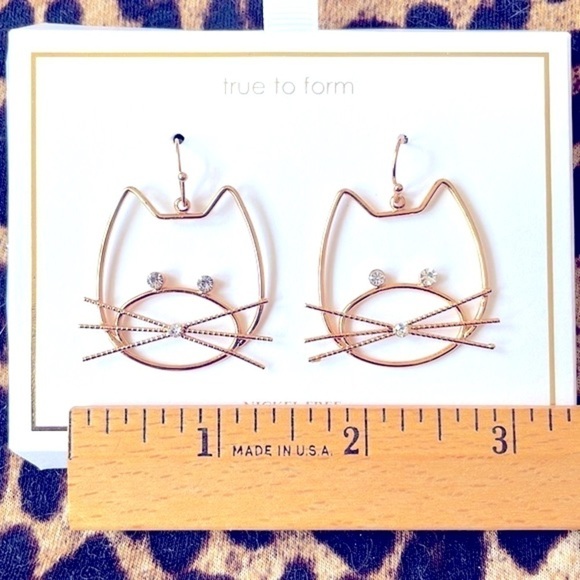 Brand New True to Form Nickel Free Gold Tone Kitty Cat w/ Rhinestone Eyes & Nose - Picture 6 of 9
